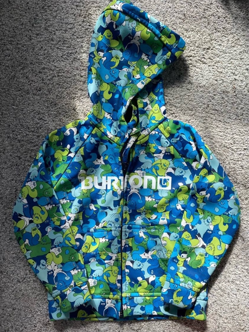 Burton Blue & Green dry ride Zip Hoodie